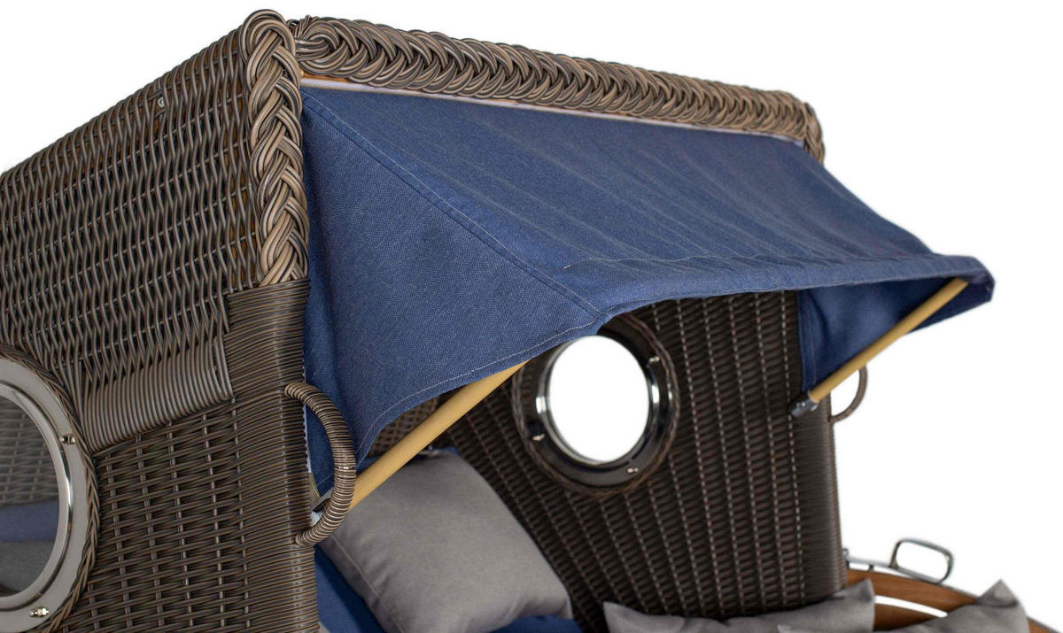 STRANDKORB XL Schillig Bullauge - Blau/Braun, Metall (142/170/95cm) - Mr. Deko