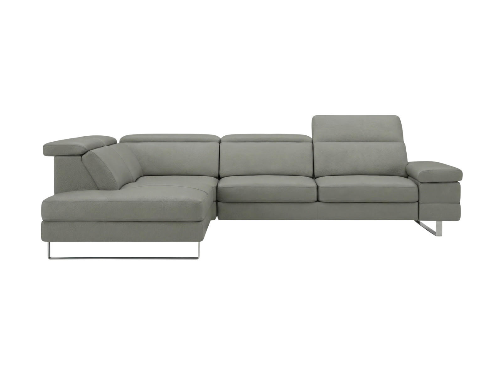 ECKSOFA Virage Echtleder Perlgrau - Hellgrau, Leder/Metall (263/232cm)