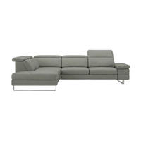 ECKSOFA Virage Echtleder Perlgrau - Hellgrau, Leder/Metall (263/232cm)