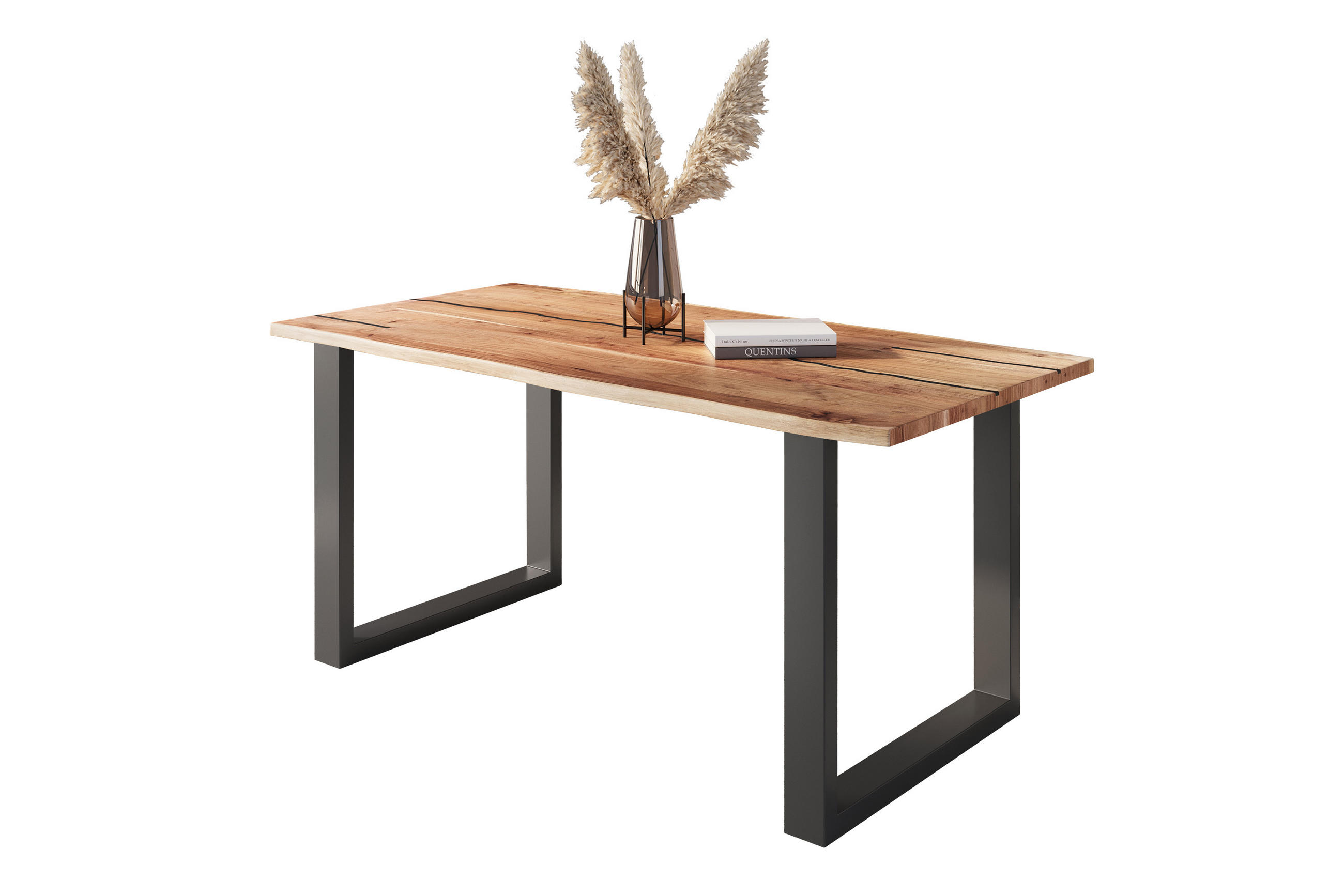 ESSTISCH POLLY - Beige/Schwarz, Holz/Metall (80/120/77cm) - SAM