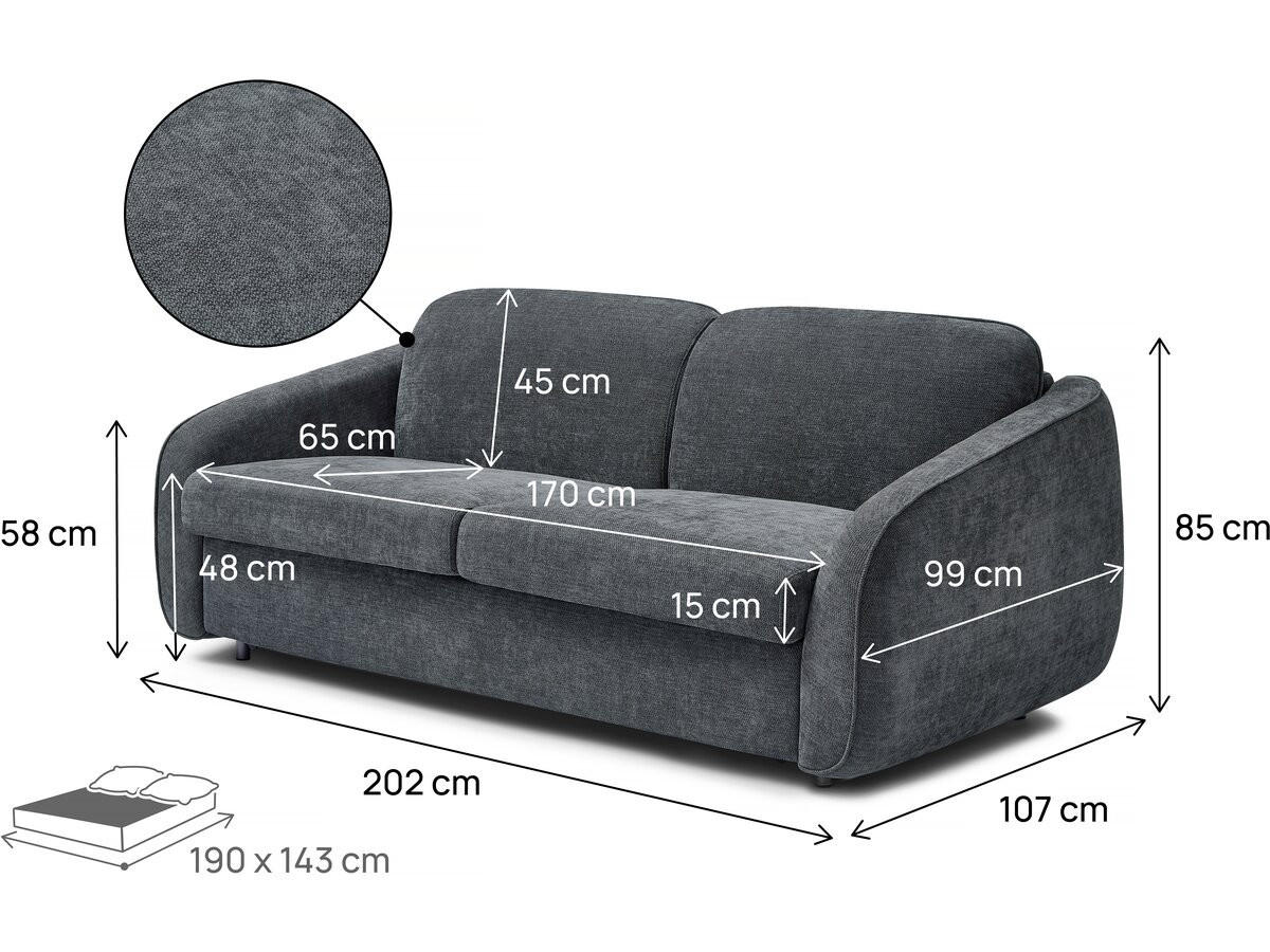 SCHLAFSOFA Laurie Grau - Grau, Textil/Metall (202/85/107cm) - Habitat Garten