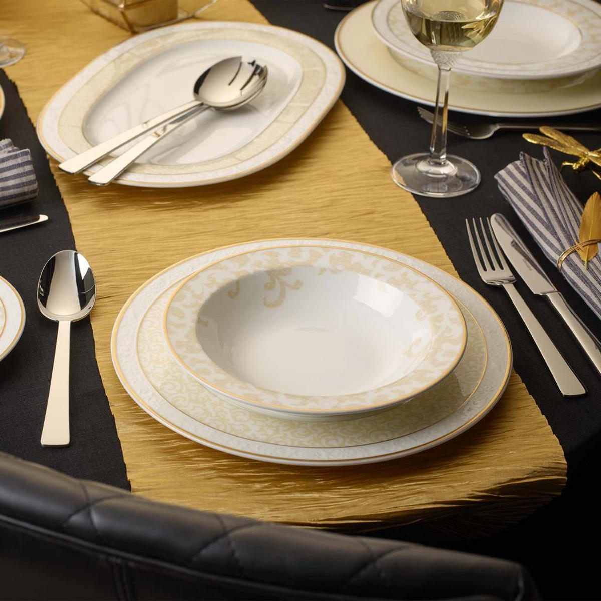 SALATSCHALEN Ivoire weiß-gold ø 20,5 cm 6er Set - Goldfarben/Weiß, Keramik (20.5cm) - Villeroy & Boch