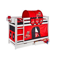 ETAGENBETT JELLE 90x190 cm Disney Cars - Hochbett - inkl. Vorhang und 2 Lattenrosten - Weiß, Holz - Lilokids