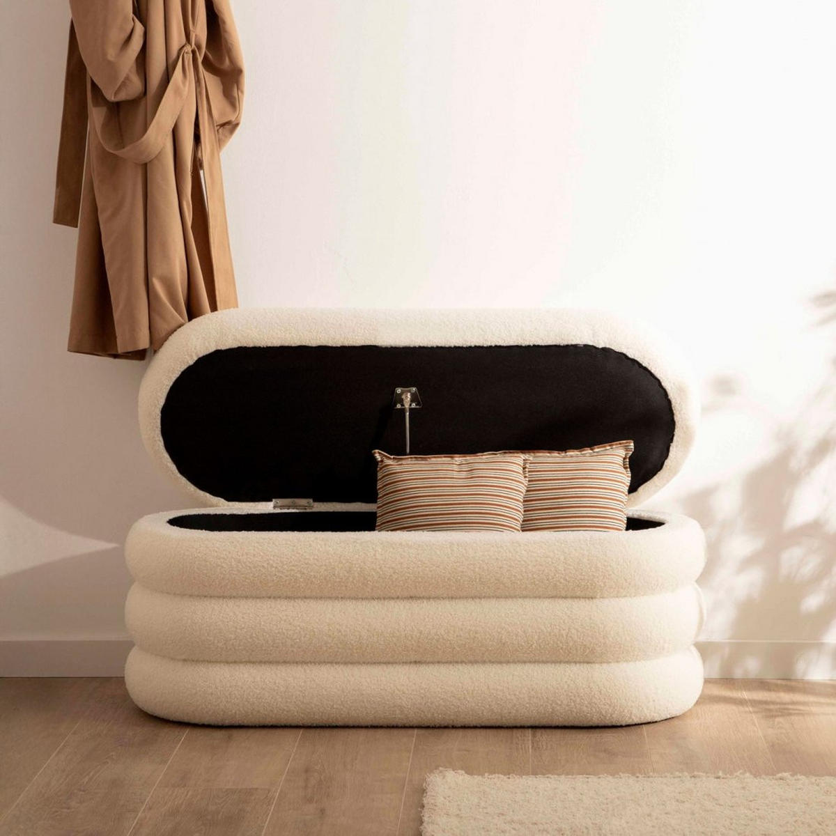 BANK Roma Weiß 100 cm x 45 cm - Weiß, Textil (100/45/40cm) - Klast Home