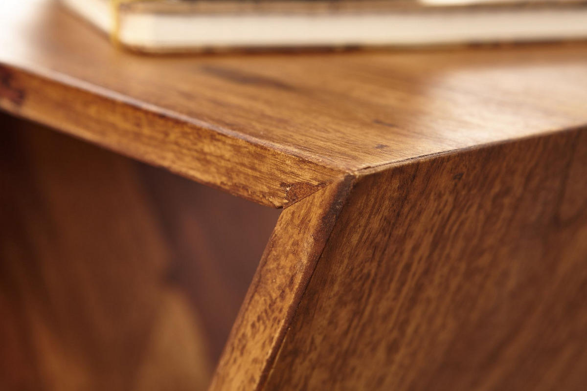 BEISTELLTISCH – Massivholz Braun X-Gestell mit 2 Ablagen - Braun, Holz (30/43/60cm) - KADIMA DESIGN