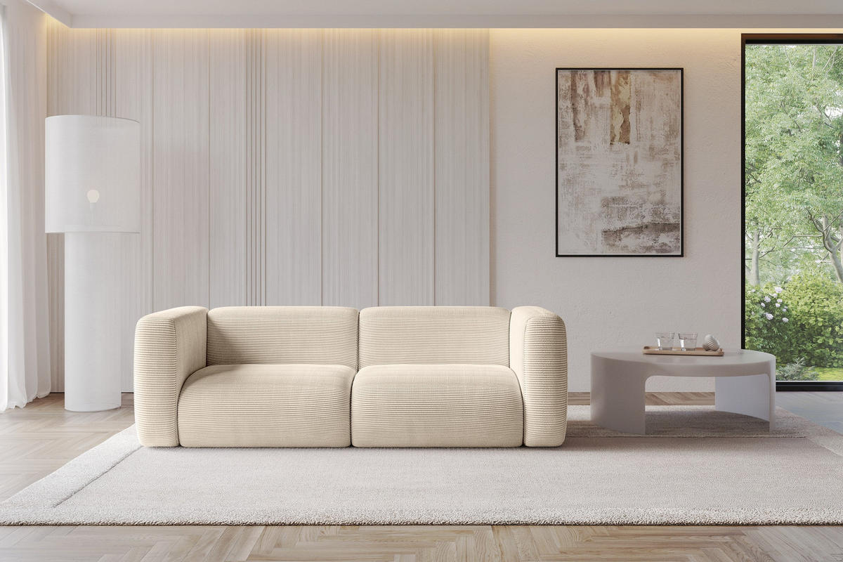 MODULARES Sofa 2-SITZER MIRA-S1 228x89x70 Beige cm Cord - Sandfarben/Beige, Holzwerkstoff/Kunststoff (228/70/89cm) - ALTDECOR