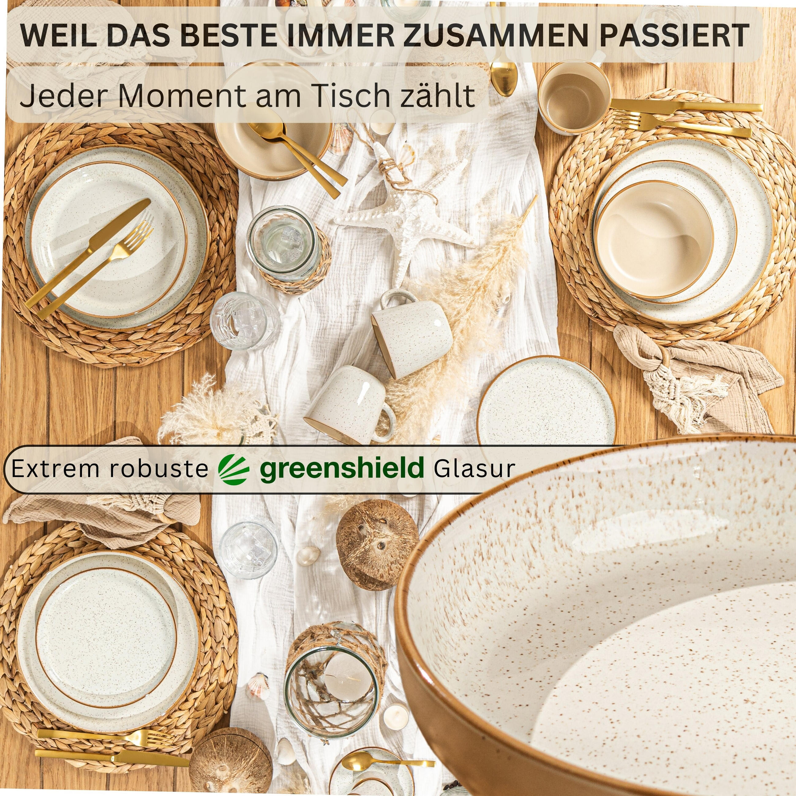 Thumbnail - Sänger Pastaschalen, Creme, Stein, 6-teilig, Rund, kratzfest, Essen & Trinken, Geschirr, Teller, Pastateller