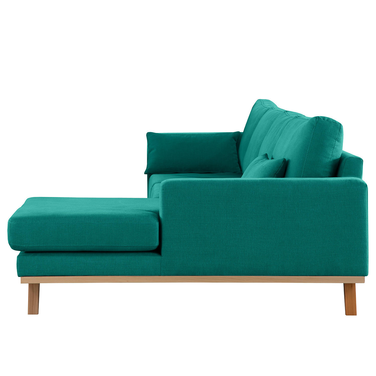 ECKSOFA mit Longchair - Buchefarben/Petrol, Textil (281/153cm) - home24