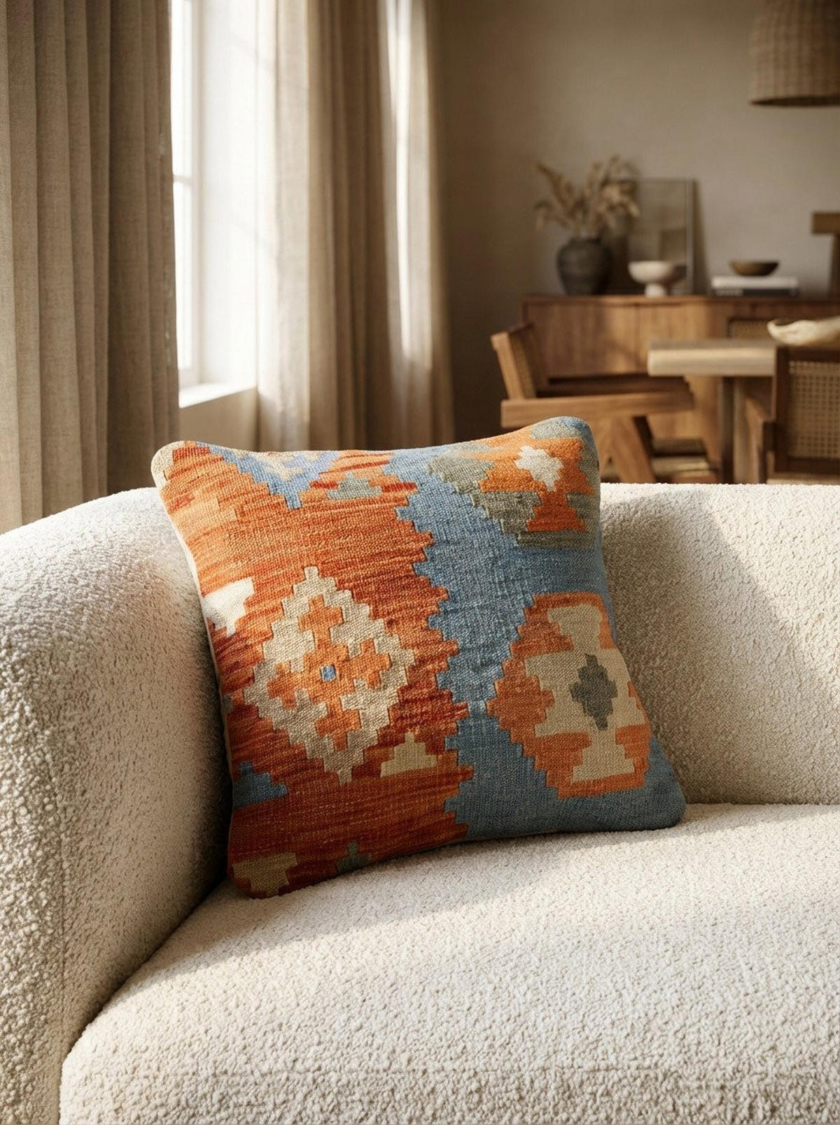 KELIM-KISSEN Mehrfarbig 50/50 cm Schurwolle - Multicolor, Textil (50/50cm) - Looma