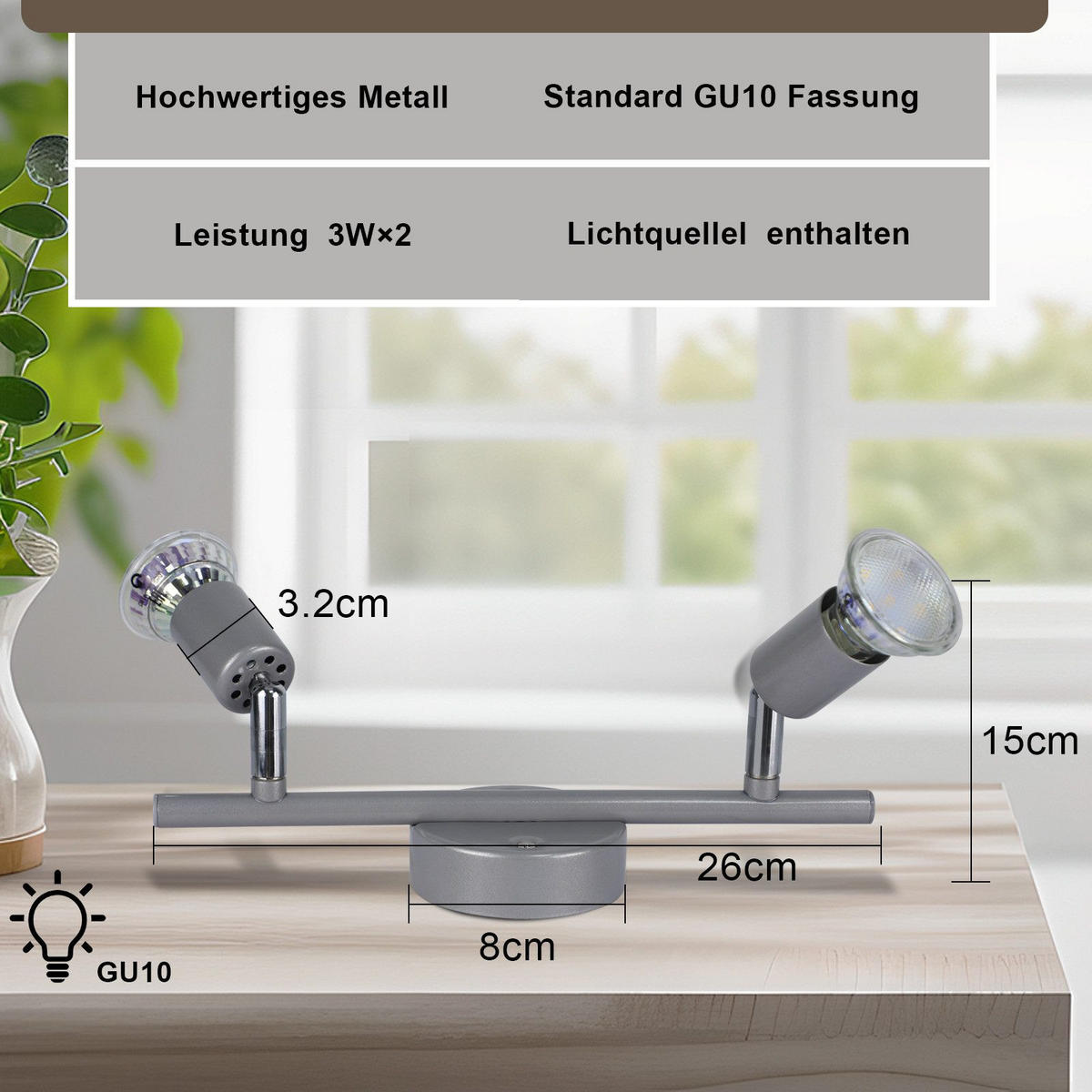 DECKENLEUCHTE Macaluso 26/15/8cm - Silberfarben, Metall (26/15/8cm) - Nettlife