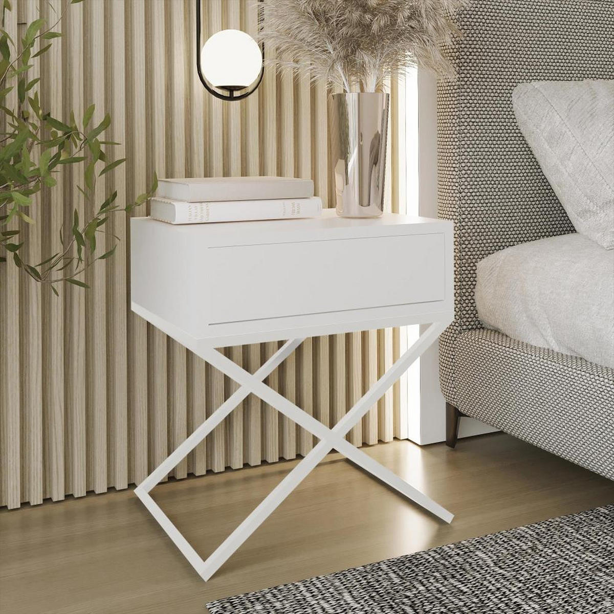 NACHTSCHRANK Max 45/50/35 weiß - Weiß, Holzwerkstoff/Metall (45/50/35cm) - Beautysofa