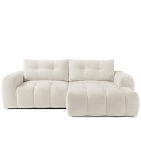 ECKSOFA RECHTS RAVIA, Bouclé, Weiß - Weiß, Holz/Textil (256/104cm) - KONSIMO®