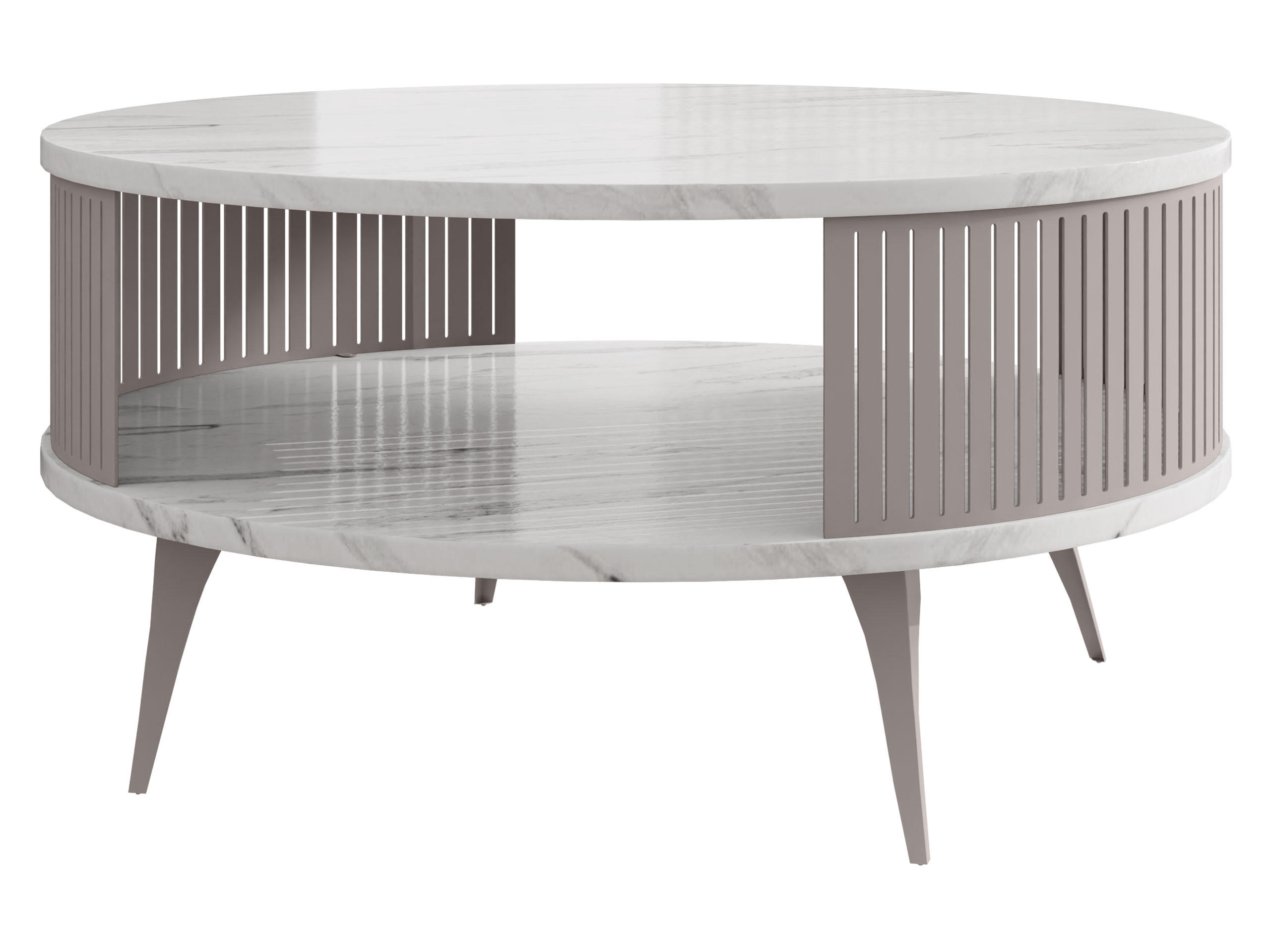 Mirjan24 Couchtisch Weiß, Kaschmir 75x30x75 cm