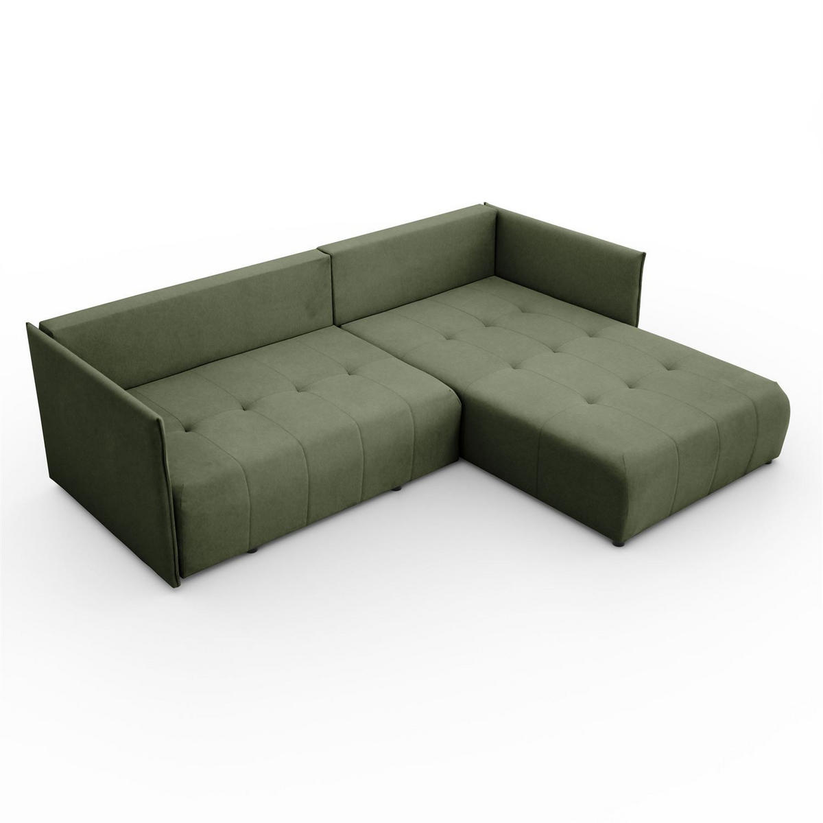 ECKSOFA APOLLO L mit Schlaffunktion und Bettkasten – rechte Seite - Grün, Textil (246/188cm) - Lookway