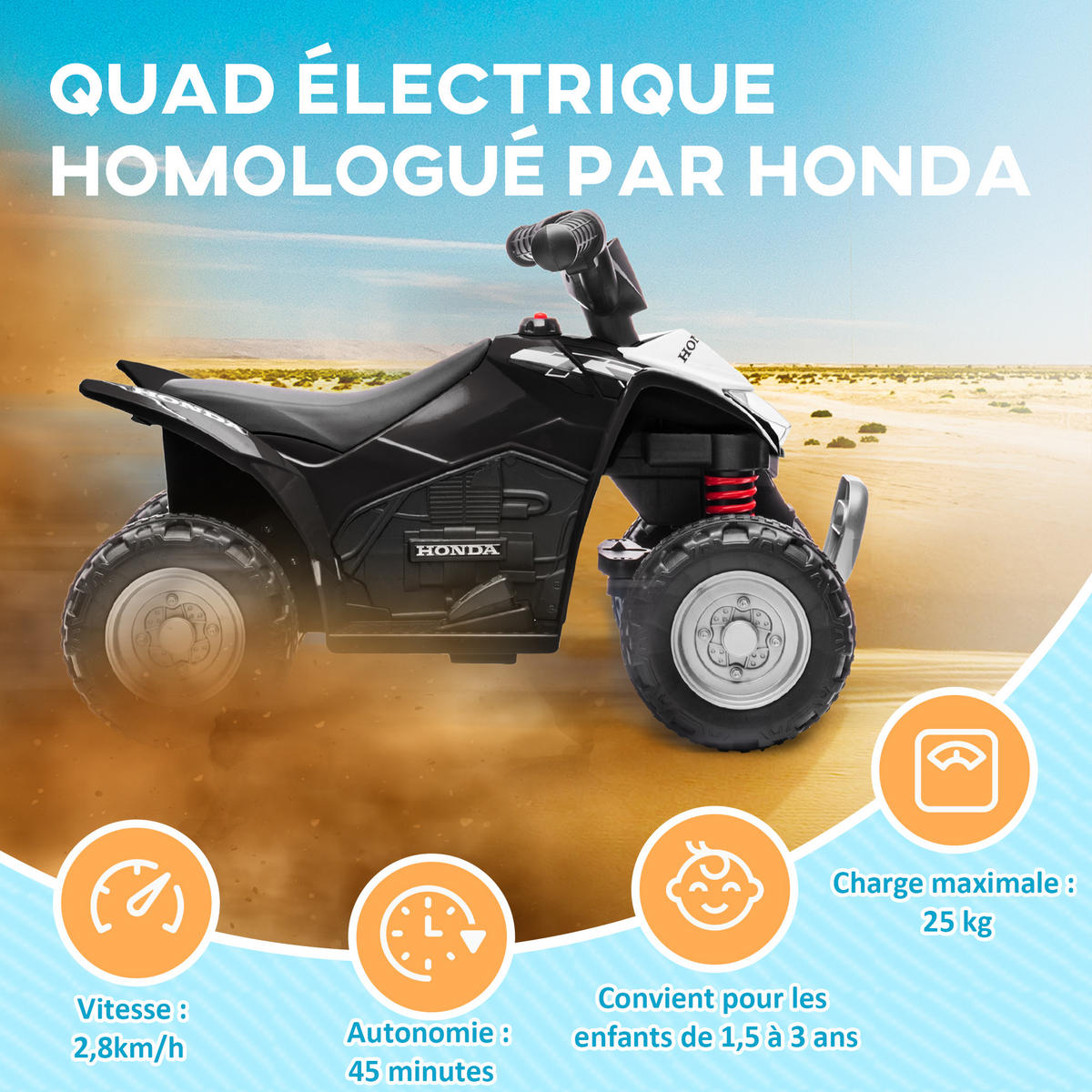ELEKTRO-QUAD DE-13040 LED-Scheinwerfer Schwarz - Schwarz, Kunststoff (65.5/38.5/43.5cm) - ComfortXL