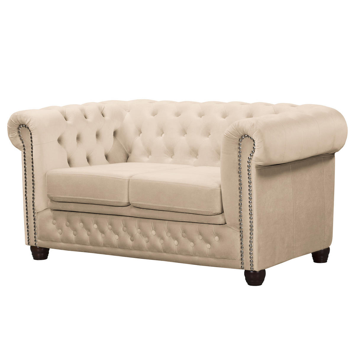 2-SITZER SOFA - Buchefarben/Creme, Buchenholz/Textil (148/72/86cm) - home24