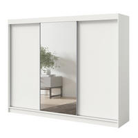 SCHWEBETÜRENSCHRANK mit Spiegel Fiore 3D1L 250 Weiß/Silber - Silberfarben/Weiß, Holzwerkstoff/Metall (250/200/60cm) - mzm24