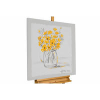 ACRYLBILD HANDGEMALT 40/40 cm - Gelb/Grau, Holz/Textil (0.45/40cm) - KUNSTLOFT