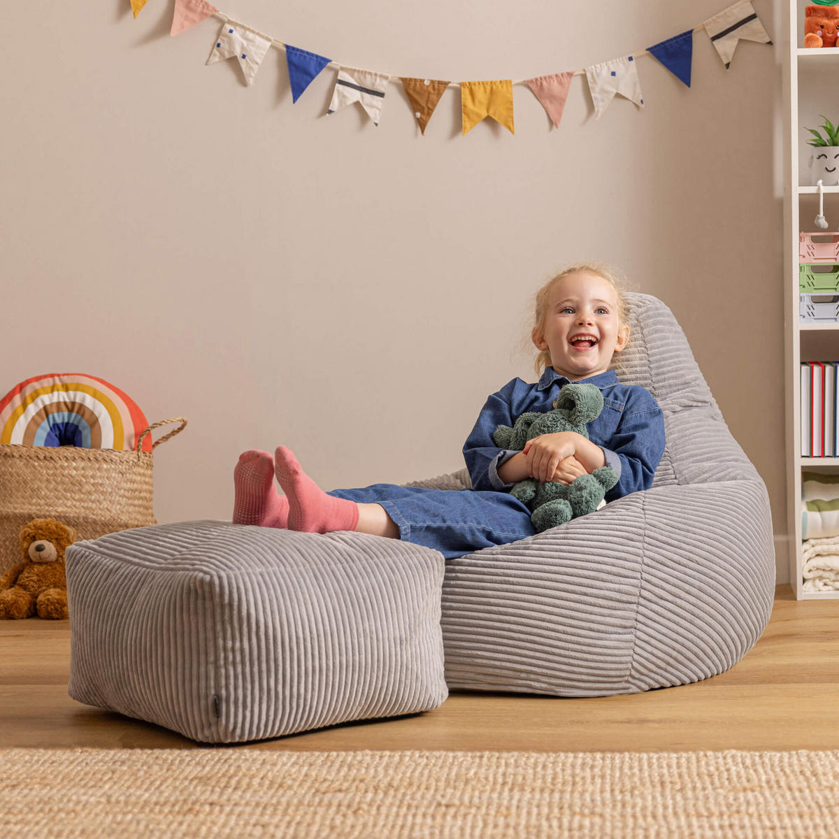 KINDERSITZSACK mit Hocker Dalton Cord - Grau, Textil (69/59/65cm) - icon