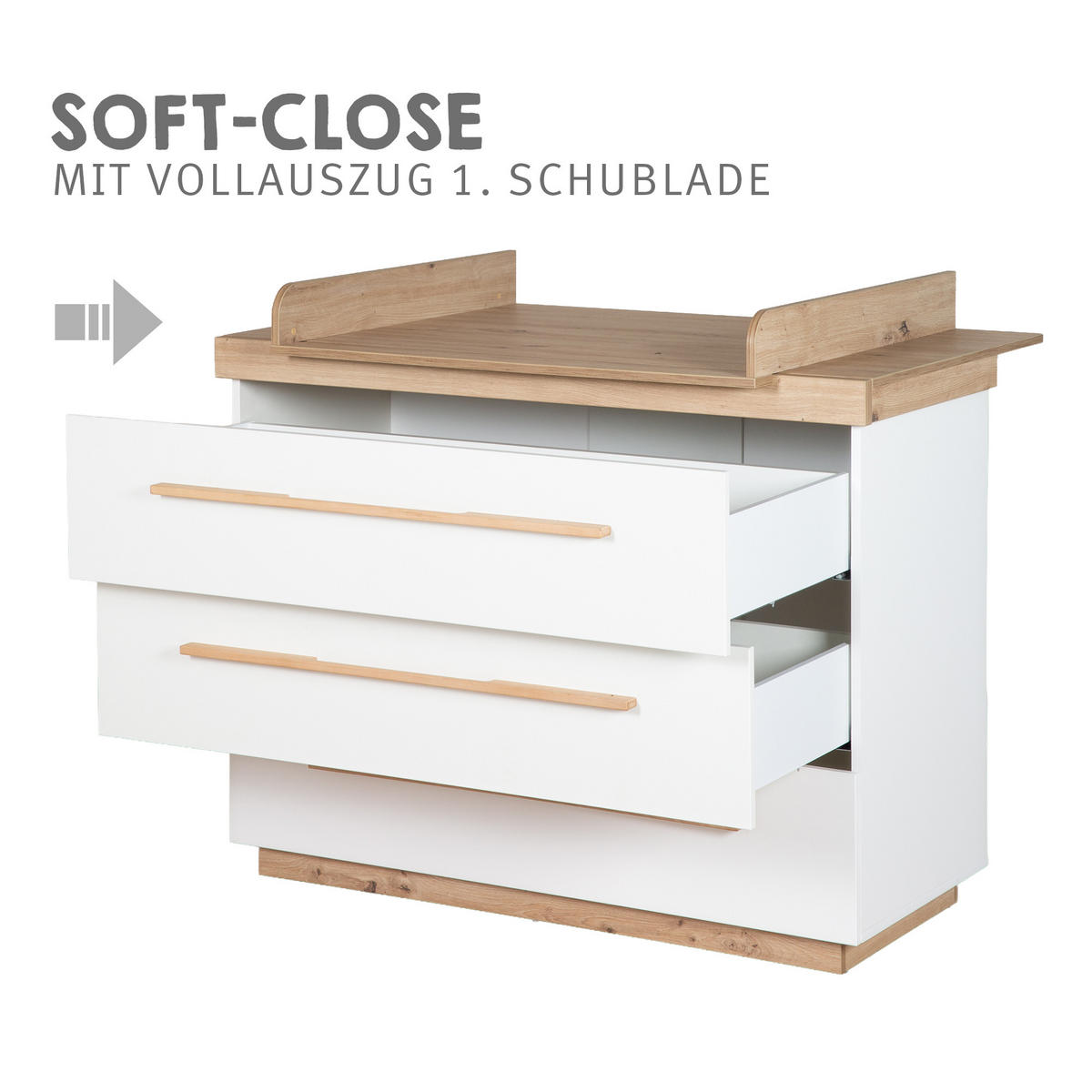 WICKELKOMMODE Lumo - Weiß, Holz (121/103/78cm) - Roba