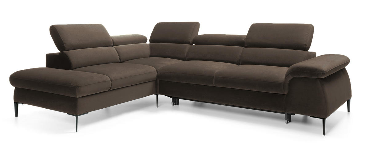 SCHLAFSOFA 280 cm Amaro L mit verstellbaren Kopfstützen, Links, Braun - Braun, Holz (280/214cm) - Emporius