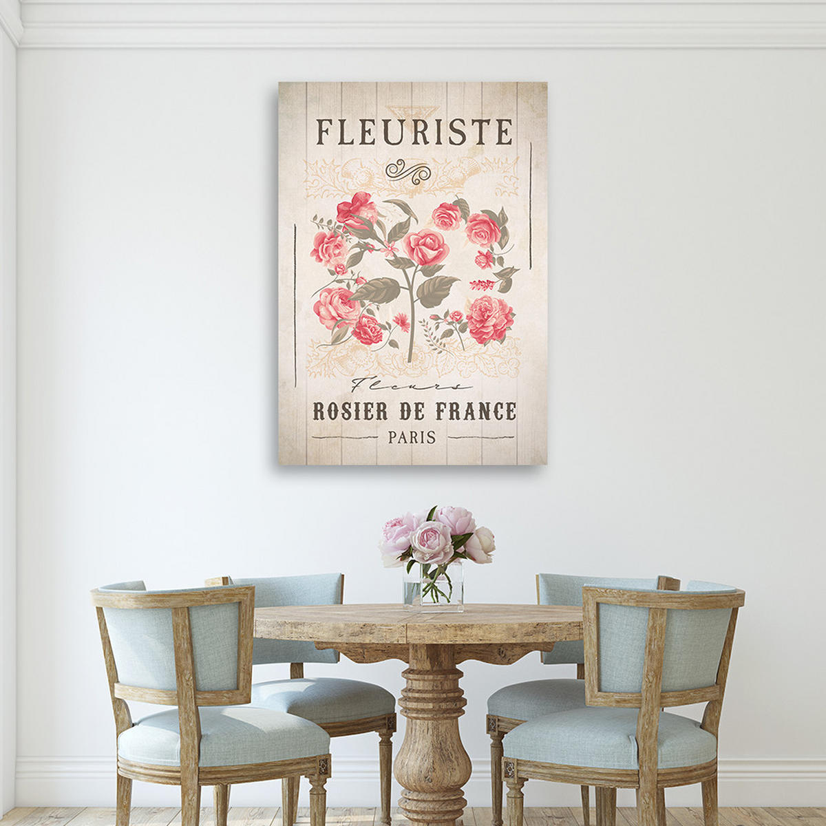 WANDBILD vintage blumen - Pink, Textil (40/60cm) - Feeby