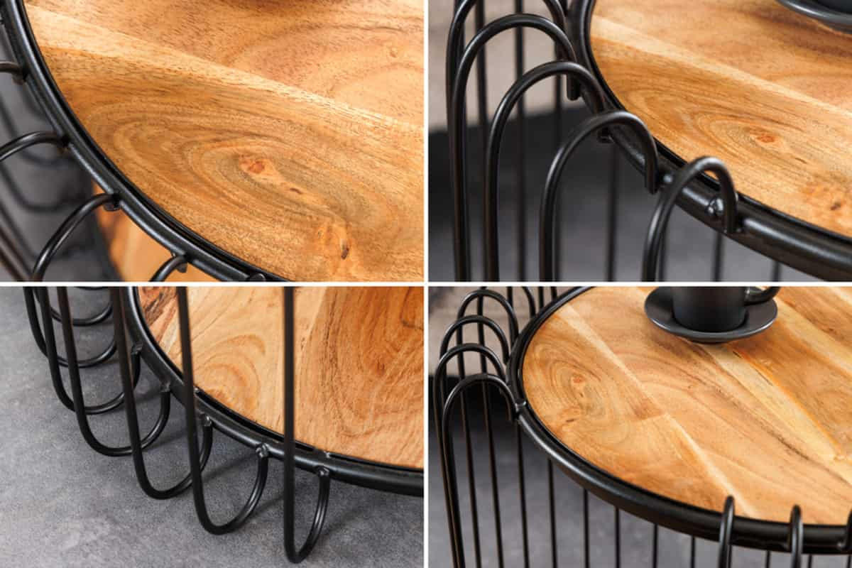 BEISTELLTISCH TRUE ELEMENTS Akazie Natur 50cm - Schwarz/Braun, Holz/Metall (46/46/49cm) - riess-ambiente