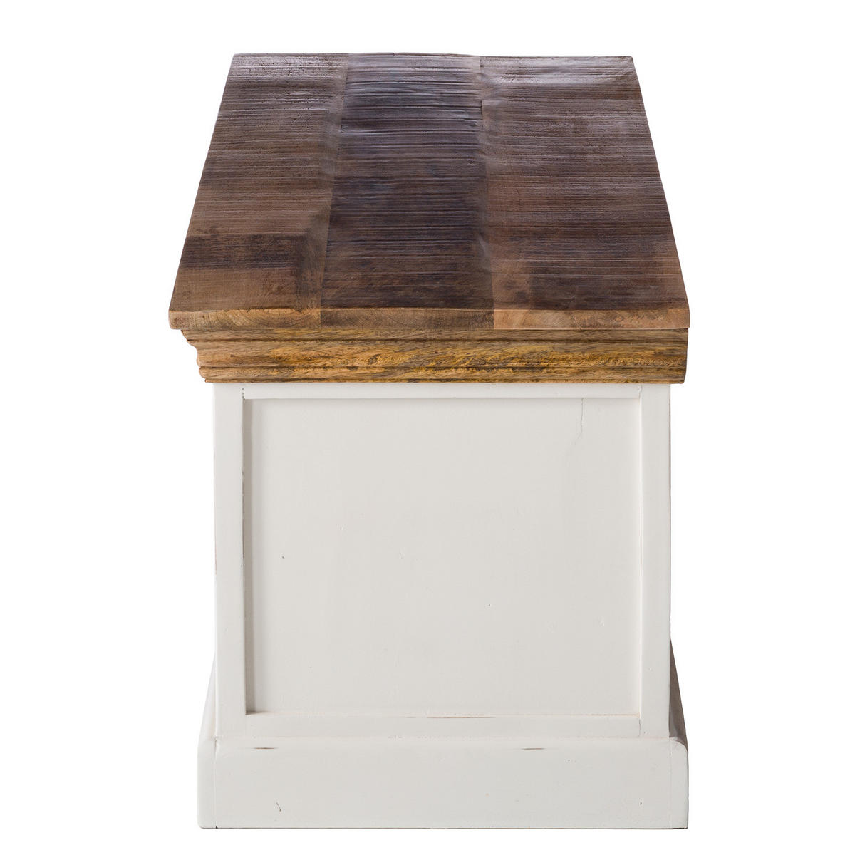 GARDEROBENBANK - Mango massiv - Braun/Weiß, Holz (120/47/45cm) - home24