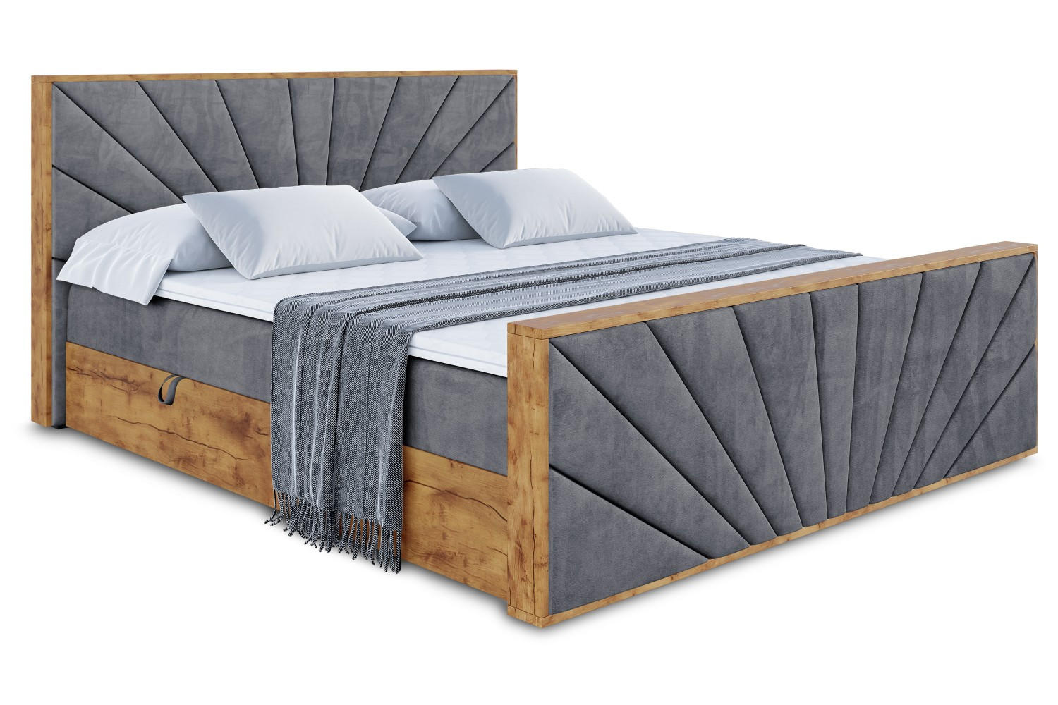 BOXBETT mit Matratze H4 und Lattenrost - LOLLI6-Z - 160x200 - Dunkelgrau Casablanca - Dunkelgrau, Holzwerkstoff (160/200cm) - ALTDECOR