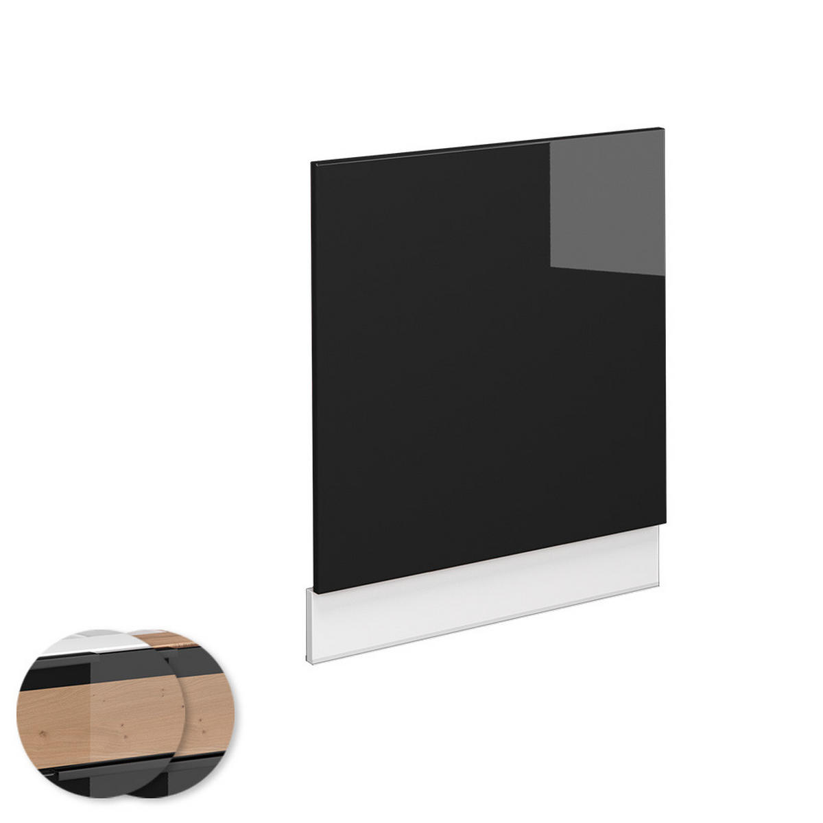 FRONTBLENDE Fame-Line Schwarz Eiche hochglanz 60 cm, AP Marmor - Schwarz Hochglanz/Schwarz, Holzwerkstoff (60/67.4/1.6cm) - Vicco