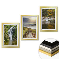 WANDBILDER 3er Set - 20x30 cm Goldrahmen - Wasserfälle, Berge, Wolken, Herbst - Goldfarben, Kunststoff (20/30cm) - ArtPrintCave