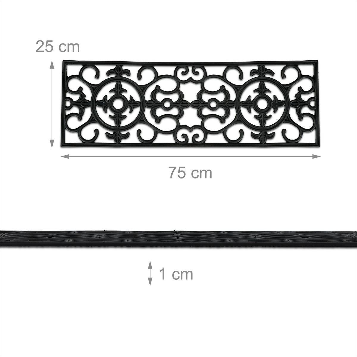 FUSSMATTE - Schwarz, Kunststoff (75/25cm) - Relaxdays