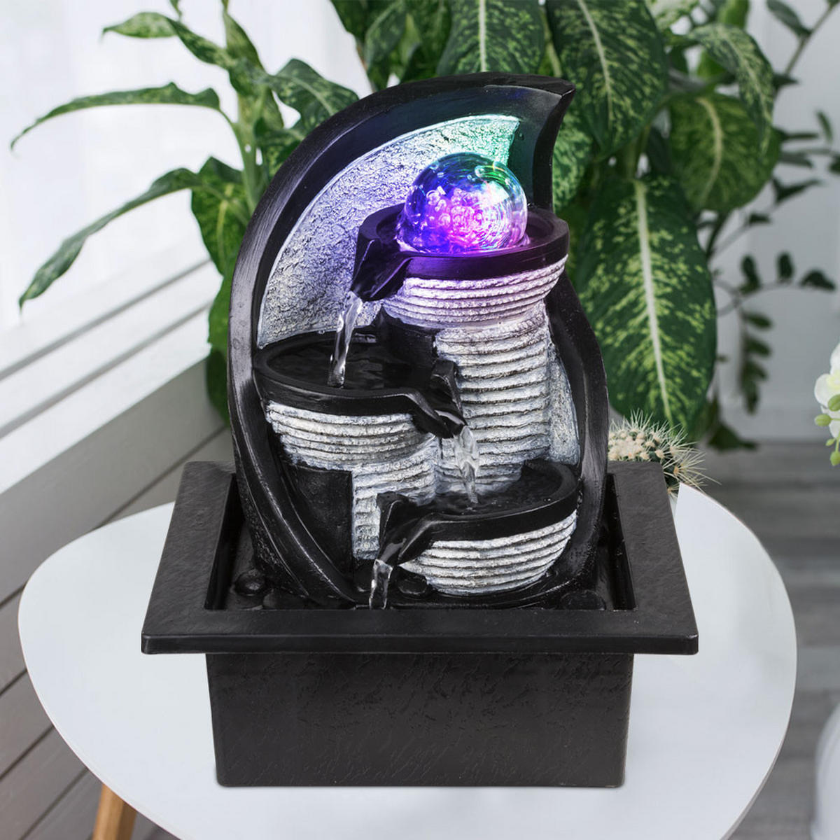 LED TISCHLEUCHTE Albert Grau Steinoptik - Grau, Kunststoff (21/17.5/25.5cm) - Globo Lighting