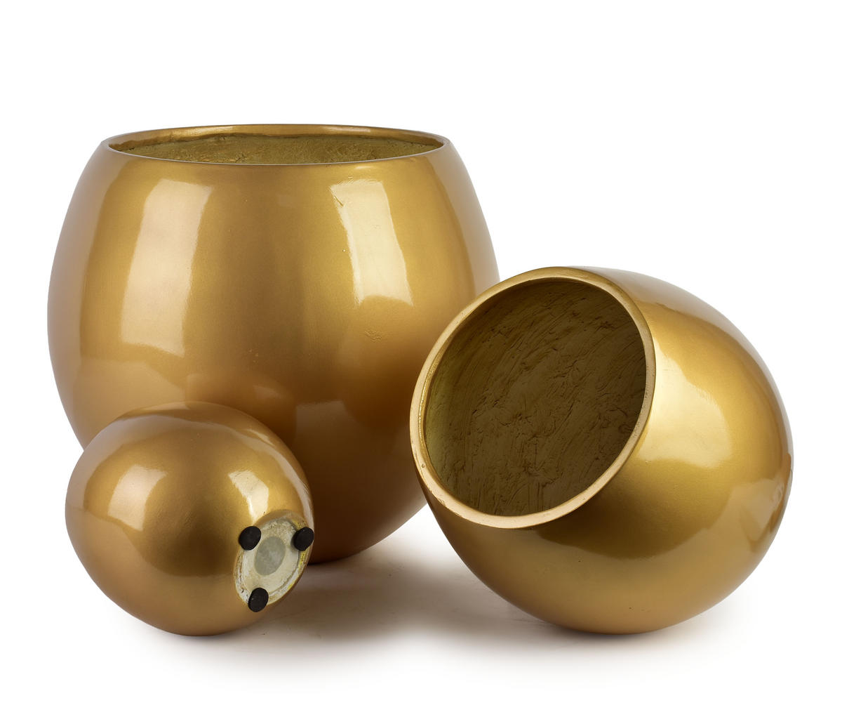 BLUMENTOPF Neva 3er Set Gold 42.5/42.5/39 cm Keramik - Goldfarben, Keramik (42.5/39/42.5cm) - Mondex