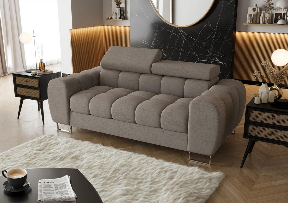 SOFA 2-sitzer Bastien In Stoff Moly - Grau, Holzwerkstoff/Textil (195/95/97cm) - Fun Möbel