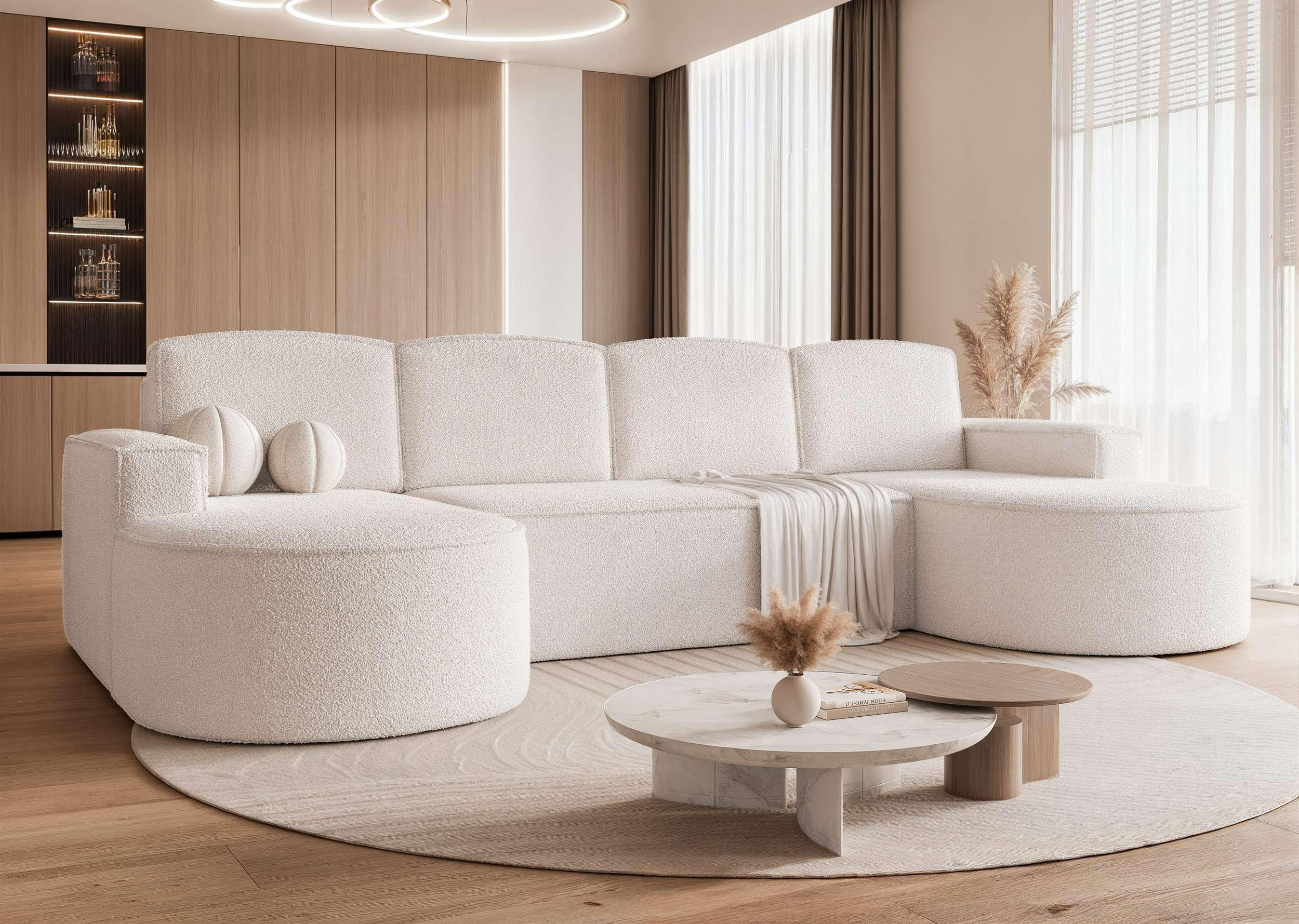 Thumbnail - Idohome Wohnlandschaft, Creme, Textil, 4-Sitzer, U-Form, 316x88x157 cm, Wohnzimmer, Sofas & Couches, Wohnlandschaften, W...