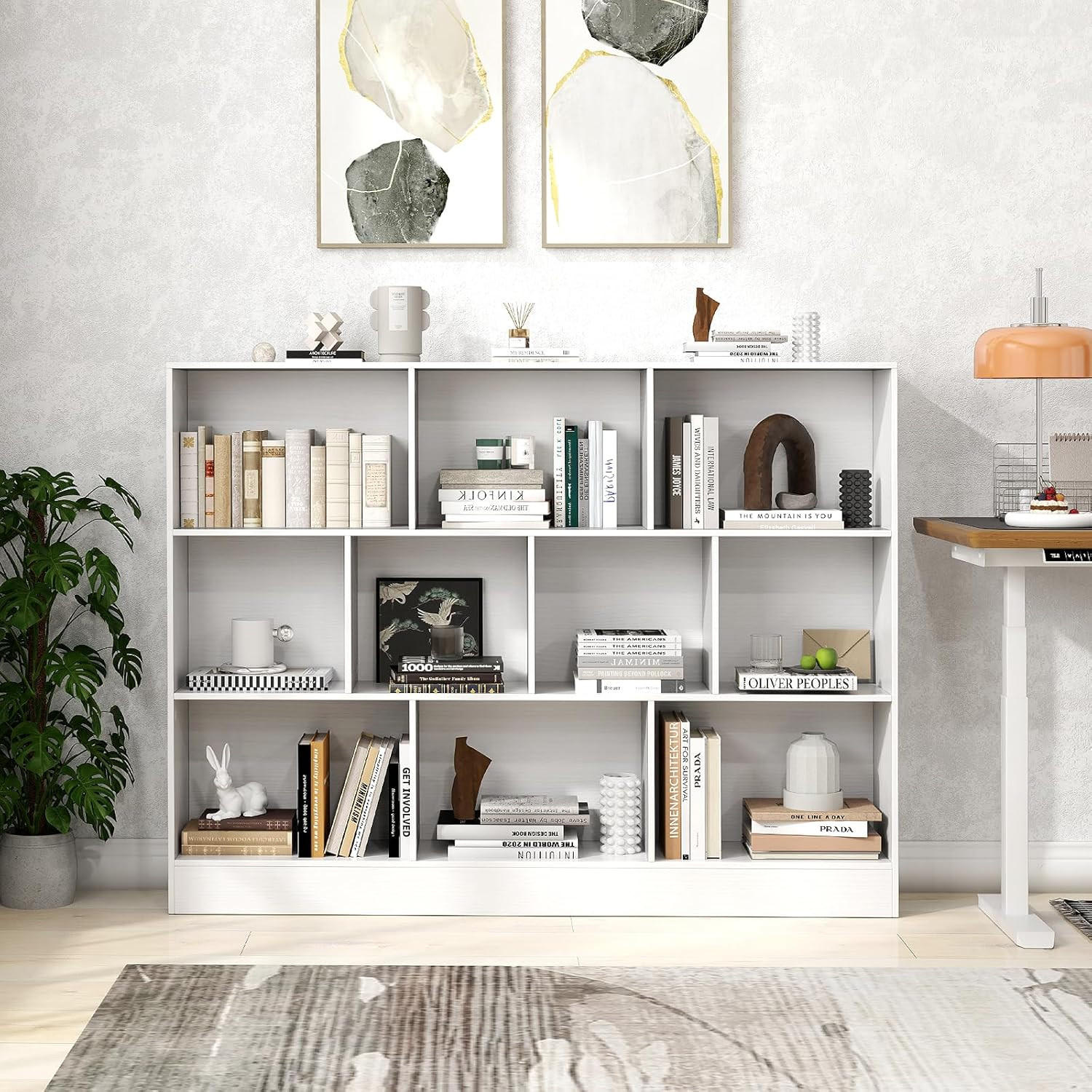 BÜCHERREGAL Weiß - Weiß, Holz (24/104/140cm) - COSTWAY