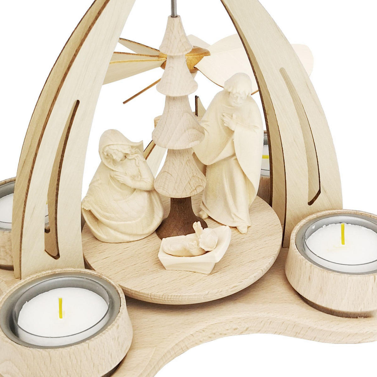 TISCH-PYRAMIDE Heilige Familie 14/18/24 cm - Multicolor, Holz (0.1/24/0.1cm) - Dekoteam24