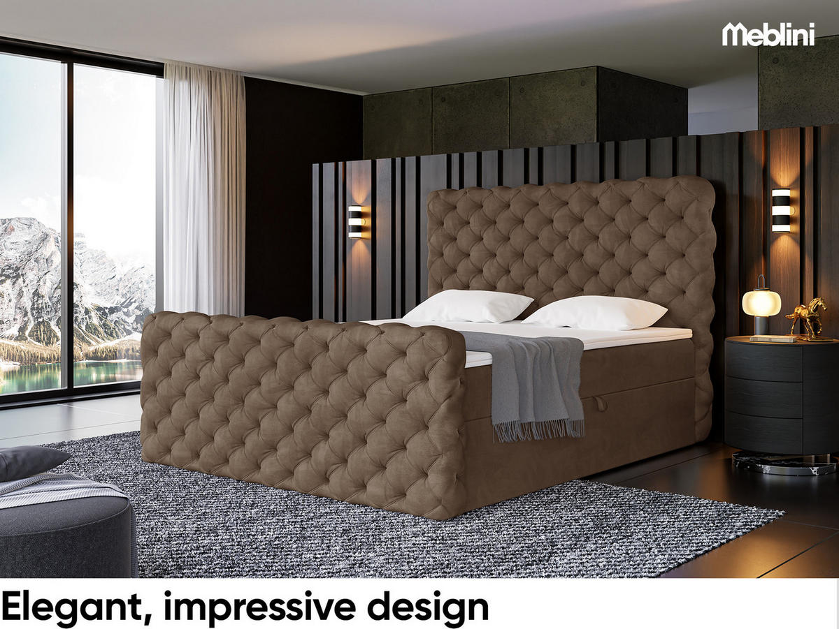 BOXBETT Duke - Schwarz/Braun, Holzwerkstoff/Textil (120/200cm) - Meblini