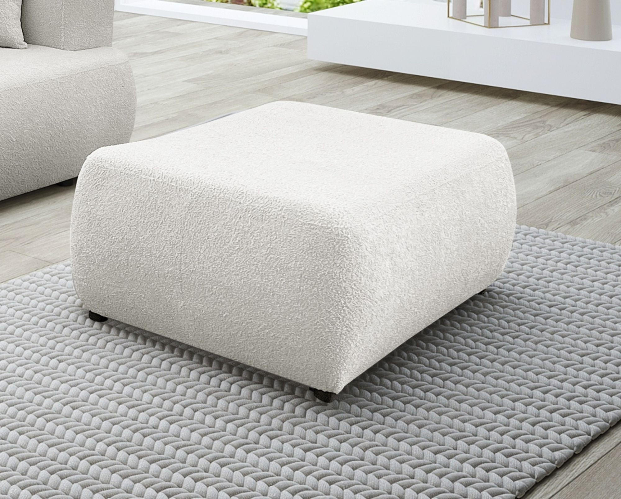 POLSTERHOCKER Anike In Now Or Never - Creme, Holzwerkstoff/Textil (98/42/66cm) - Fun Möbel
