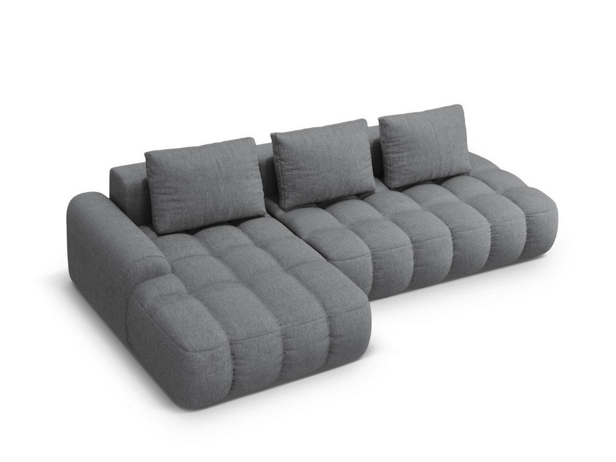 AUSKLAPPBARES-ECKSOFA links mit Container Linz aus strukturiertem Stoff grau 3 Sitzplätze - Grau, Textil (142/275cm) - Cosmopolitan Design