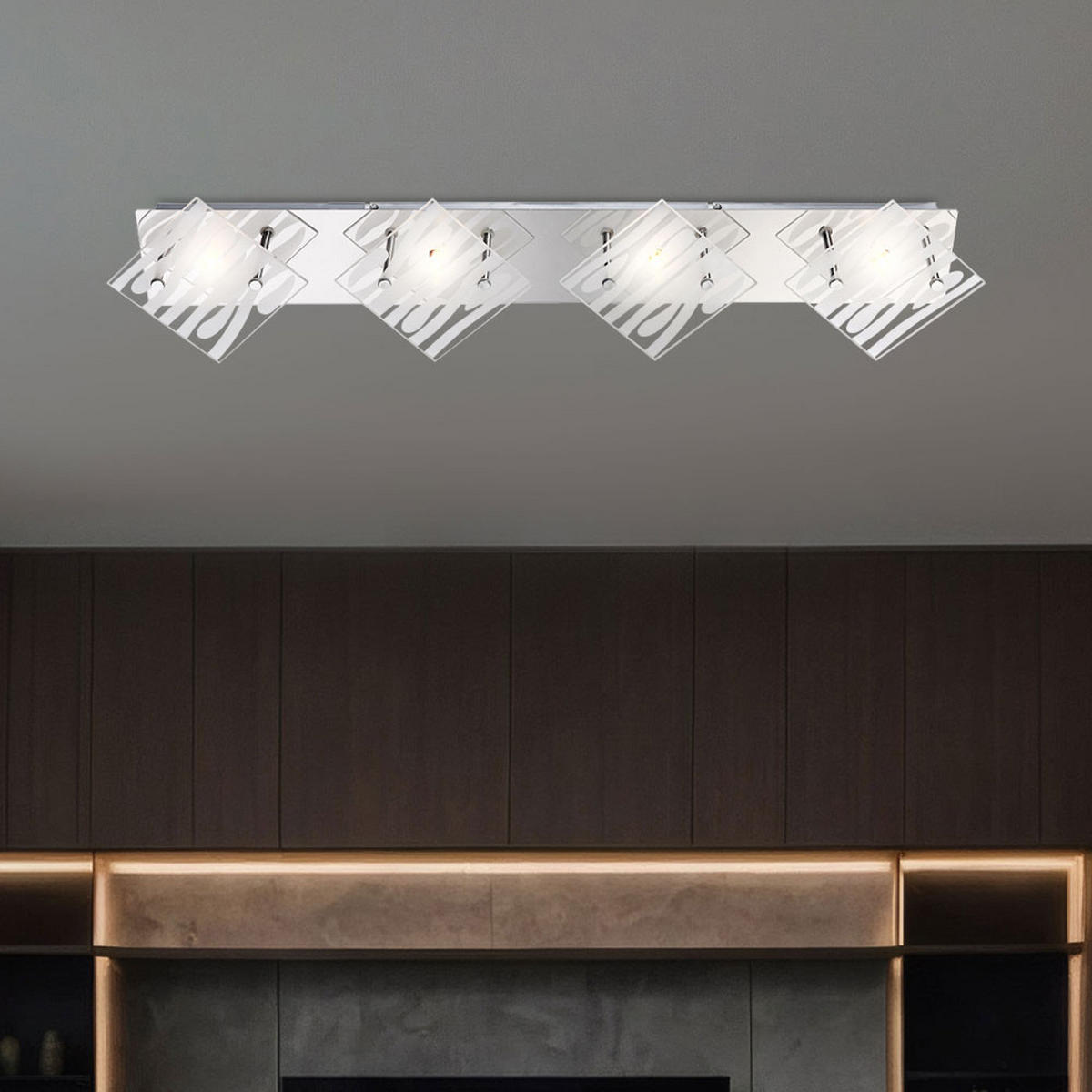 LED DECKENLEUCHTE Carat Silber Chrom - Silberfarben, Glas (7.8/75.5/17cm) - Globo Lighting