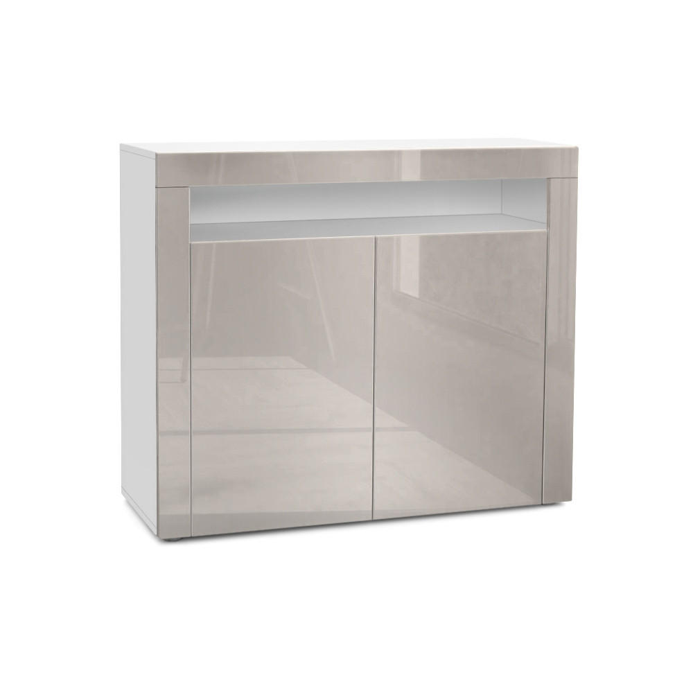 KOMMODE Valencia Sandgrau Hochglanz / Sandgrau Hochglanz - Sandfarben, Holzwerkstoff (108/92/40cm) - Vladon