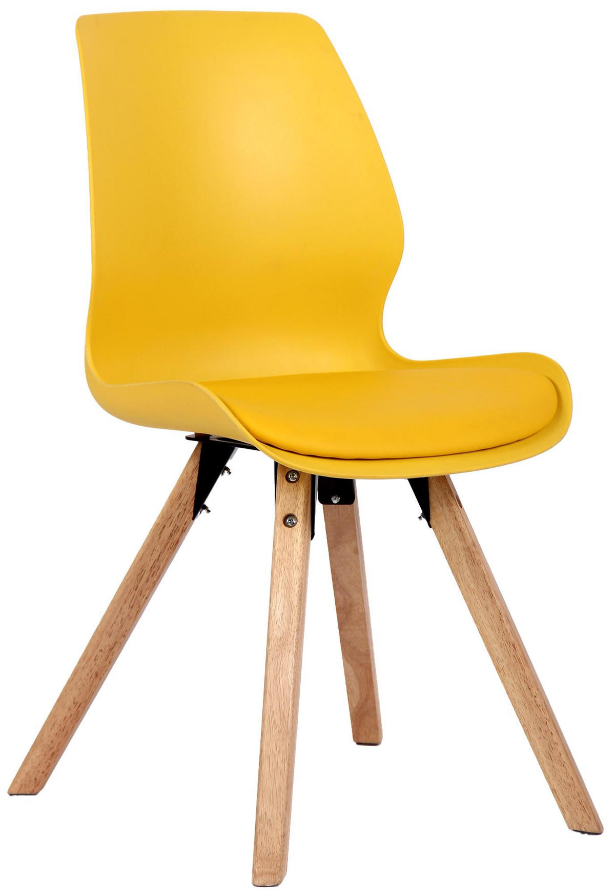 STUHL Kunststoff Gelb - Eukalyptusholzfarben/Gelb, Holz/Kunststoff (49/87/58cm) - CLP