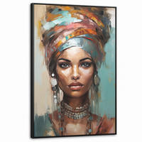 LEINWAND Bilder mit Rahmen - Frau - Kunst - Schmuck - Porträt - 80x120 - Blaugrau, Textil (80/120cm) - MuchoWow