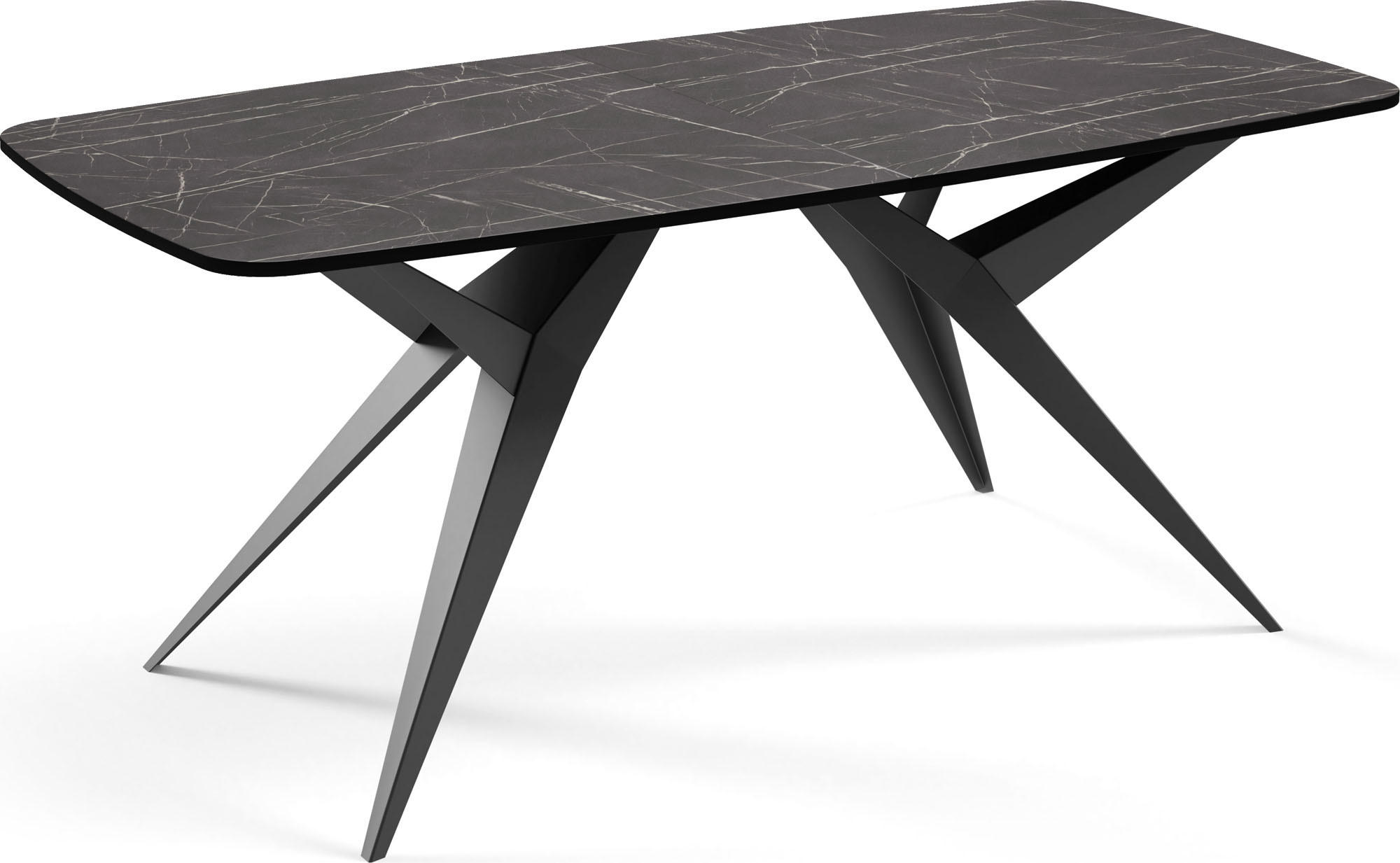 ESSTISCH Trax ausziehbar rechteckig oval, Marmor Schwarz 200-280/90/76 - Anthrazit/Schwarz, Holzwerkstoff/Metall (200/90/76cm) - WFL GROUP