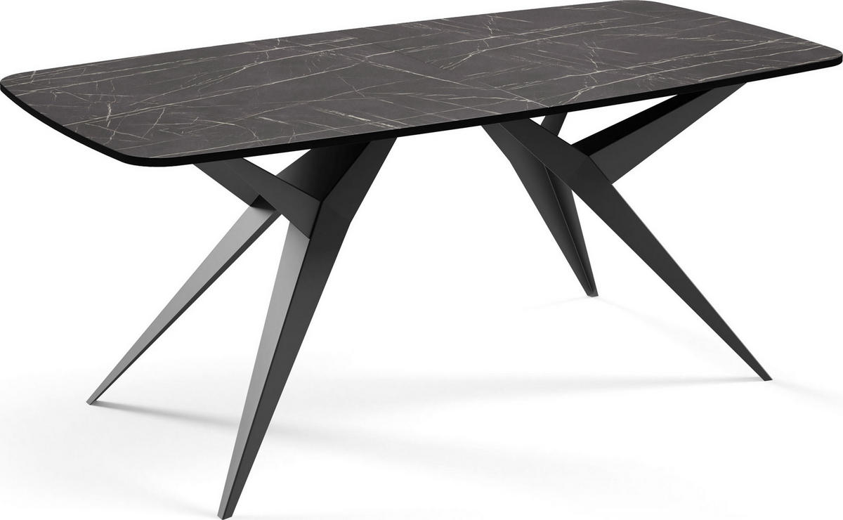 ESSTISCH Trax ausziehbar rechteckig oval, Marmor Schwarz 180-260/90/76 - Anthrazit/Schwarz, Holzwerkstoff/Metall (180/90/76cm) - WFL GROUP