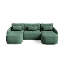 ECKSOFA Krabi Dunkelgrün, U-Form mit Schlaffunktion - Dunkelgrün, Textil (332/93/167cm) - Bettso