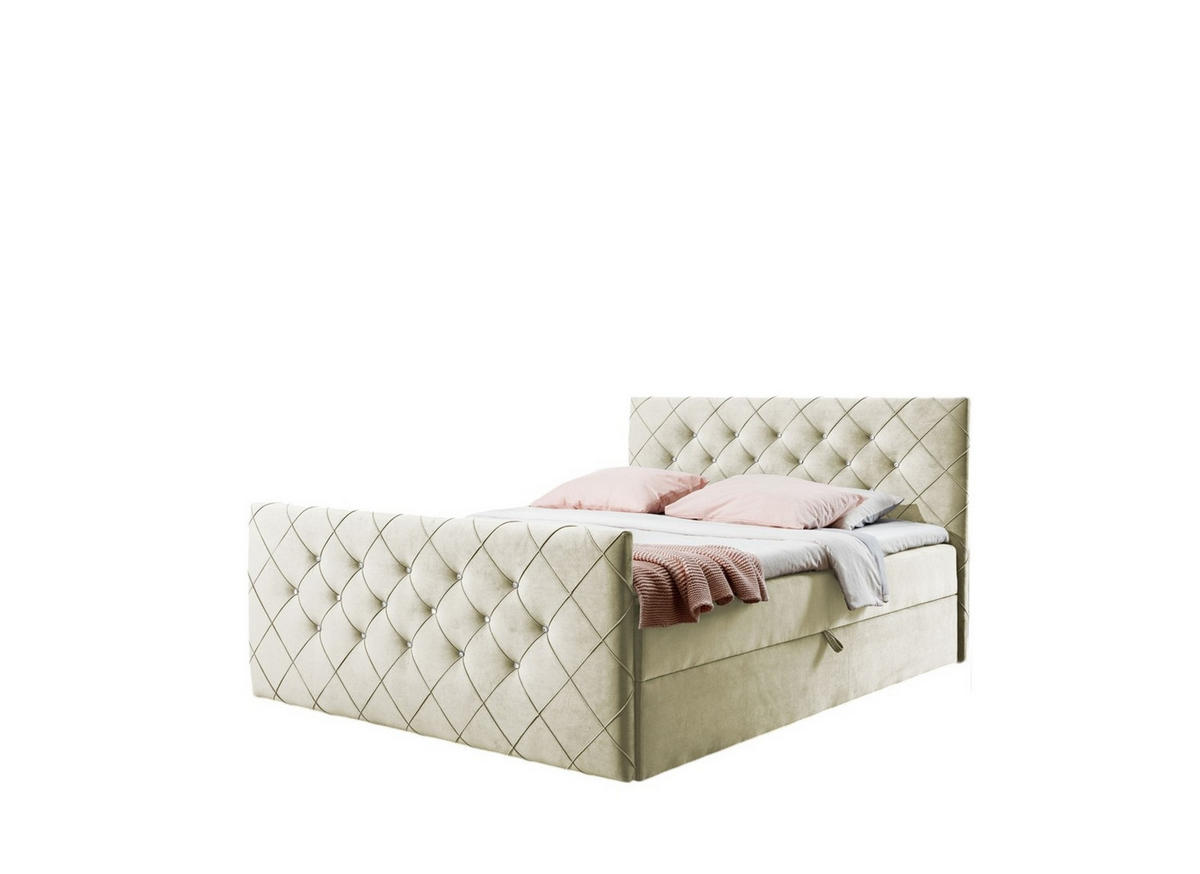 BOXBETT Eivor In Magic Velvet - Creme, Holzwerkstoff/Textil (180/200cm) - Fun Möbel