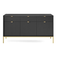 SIDEBOARD Vellore Schwarz mit goldenen Metallbeinen 154 cm - Goldfarben/Schwarz, Holzwerkstoff/Metall (154/83/39cm) - Selsey
